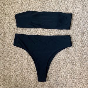 Black Strapless Bikini Set